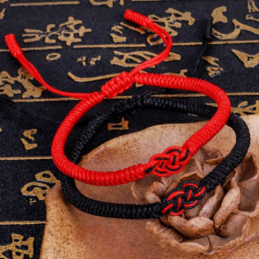 Tibetan Buddhist Auspicious ENDLESS KNOT Symbol - WISDOM & COMPASSION 2 pc Bracelet Set